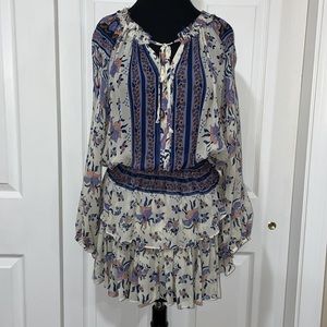 LoveShackFancy boho mini dress, Size 1, silk shell